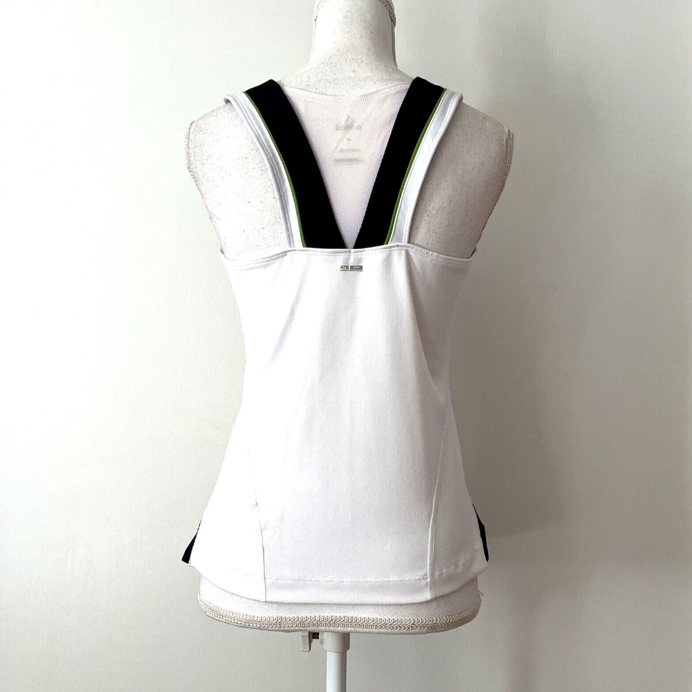 Adidas White Black Green Trim Tank Top M Mesh Racerback Athletic Gym Shirt - Picture 4 of 8